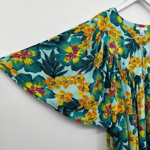 Go Softly Patio House Dress Lounge MuMu Plus Size 2X Pockets Zip Floral‎ FLAW - Picture 5 of 12
